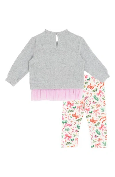 Rare Editions Holiday Bow Top & Leggings Set In Multi