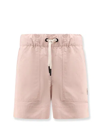 Moncler Waistband Elastic Pockets Side Shorts In Pink