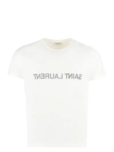 Saint Laurent Cotton T-shirt In White