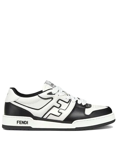 Fendi Leather Sneakers With Ff Lateral Logo In Black