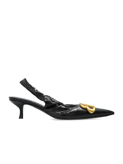 Balenciaga Women Monaco Leather Slingback Pumps In Black