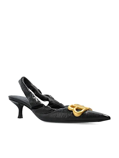 Balenciaga Women Monaco Leather Slingback Pumps In Black