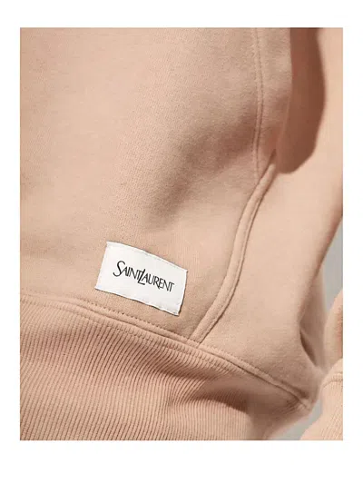 Saint Laurent Logo Hoodie In Brown