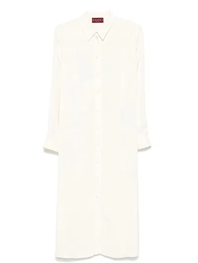 Gucci Waist Belted Midi Dress With Detachable Belt In White