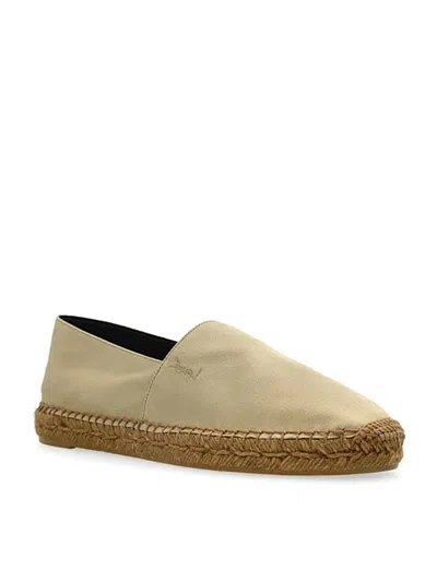 Saint Laurent Cotton Ysl Slip-on Espadrilles In Neutral