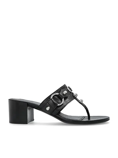 Balenciaga Thong Sandals Block Heel In Black