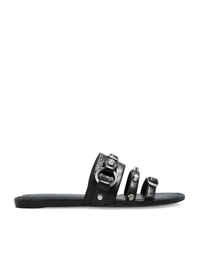 Balenciaga City Flat Sandals In Black