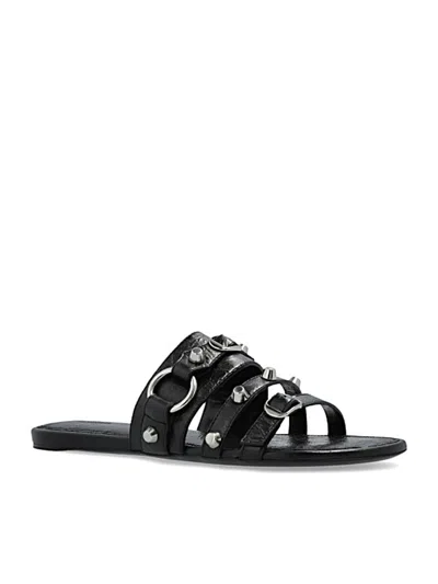 Balenciaga City Flat Sandals In Black