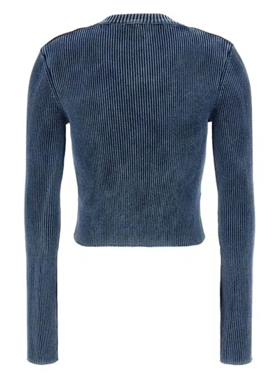 Diesel 'm-anchor-a' Knit Crop Top In Blue