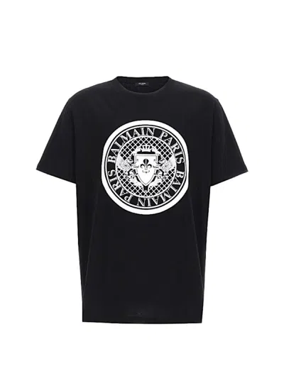 Balmain Black Organic Cotton T-shirts In Black