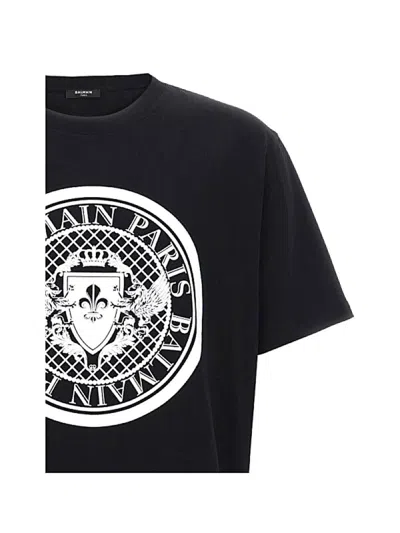 Balmain Black Organic Cotton T-shirts In Black