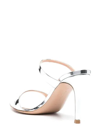 Gianvito Rossi 95mm Metallic Leather Mules In Silver
