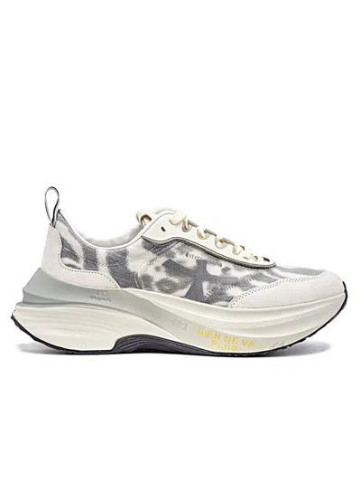 Premiata Chunky Sole Mesh Hill Trainers In White
