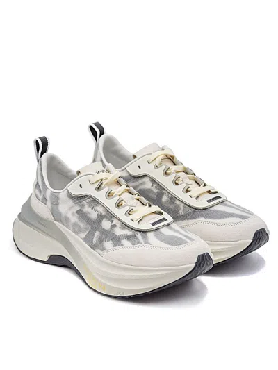 Premiata Chunky Sole Mesh Hill Trainers In White