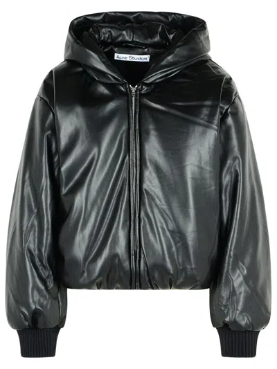 Acne Studios Black Eco Leather Bomber Jacket In Black