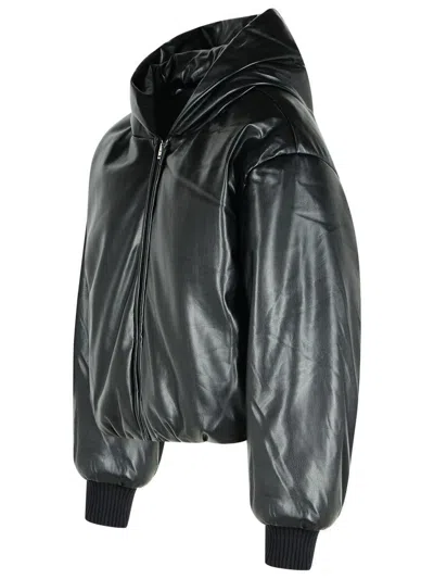 Acne Studios Black Eco Leather Bomber Jacket In Black