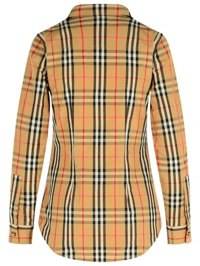 Burberry Embroidered Cotton Shirt In Yellow