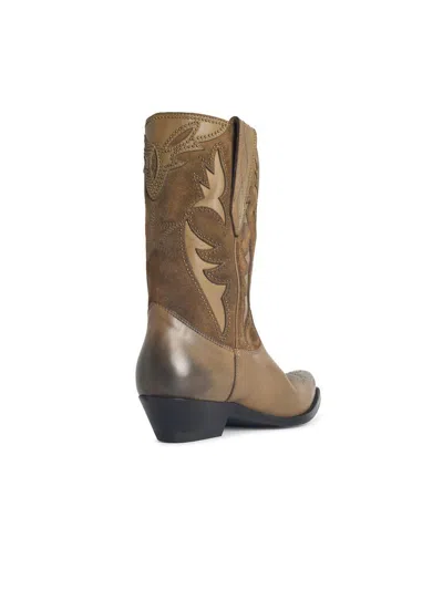 Golden Goose 'wish Star Low' Khaki Leather Boots In Brown