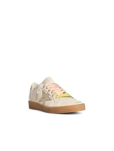 Golden Goose Ball Star Sneakers In Leather With Laminated Star And Suede Heel Tab Shoes In White
