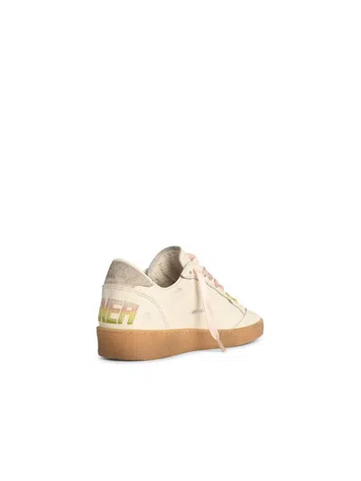Golden Goose Ball Star Sneakers In Leather With Laminated Star And Suede Heel Tab Shoes In White