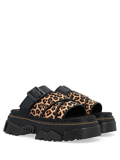 Dr. Martens Mattison Leopard-print Platform Sandals In Black