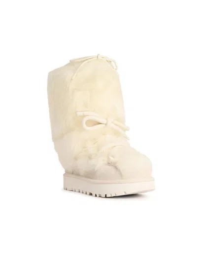 Ugg 'classic Tall Chalet' White Leather Blend Boots In White
