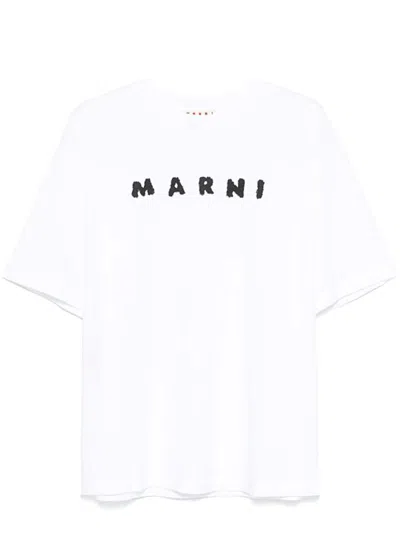 Marni Jersey Logo Short Sleeved T-shirt In White
