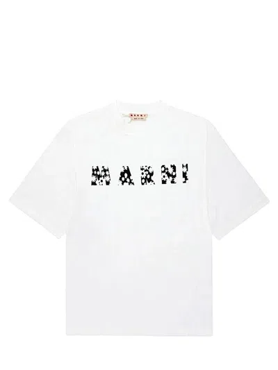 Marni Women's Boxy Flower Logo T-shirt In White