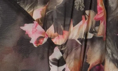 Allsaints Elia Ruched Long Sleeve Mesh Top In Multi