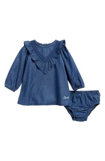 Levi's Wild West Ruffle Long Sleeve Dress & Bloomers Set In Blue
