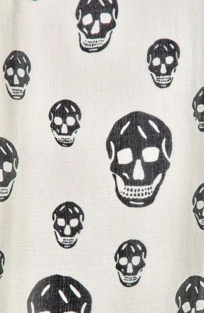 Alexander Mcqueen Mcqueen Classic Skull Silk Scarf In White