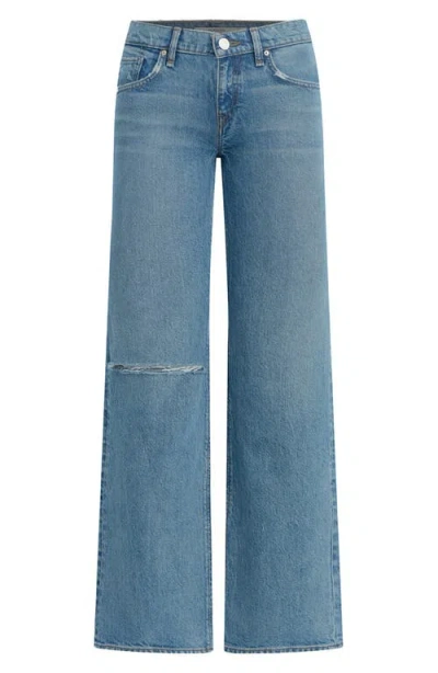 Hudson Jeans Kelli Ripped Low Rise Loose Straight Leg Jeans In Blue