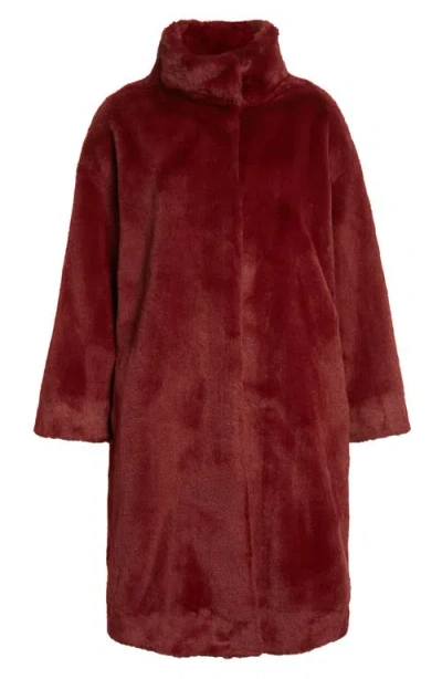 Herno Dropped Shoulder Faux Fur Coat In Red