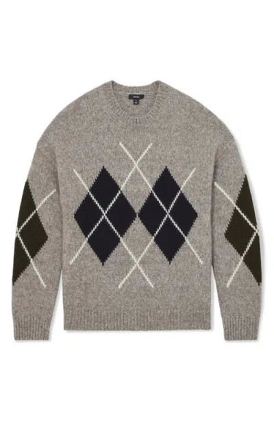 Reiss Cooke Relaxed Fit Crewneck Argyle Sweater In Gray
