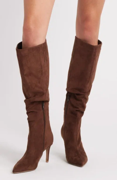Open Edit Ariana Pointed Toe Knee High Boot In Brown