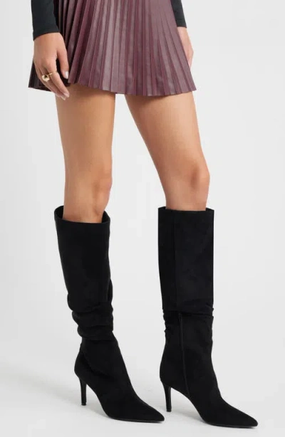 Open Edit Ariana Pointed Toe Knee High Boot In Black