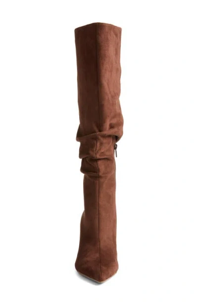 Open Edit Ariana Pointed Toe Knee High Boot In Brown
