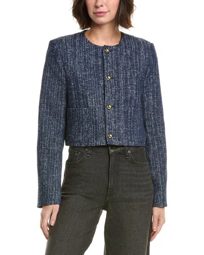 Frame The Tweed Button-up Jacket In Blue