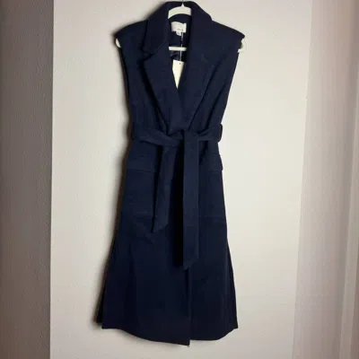 The Korner Women's Sleeveless Long Coat In Navy In Blue