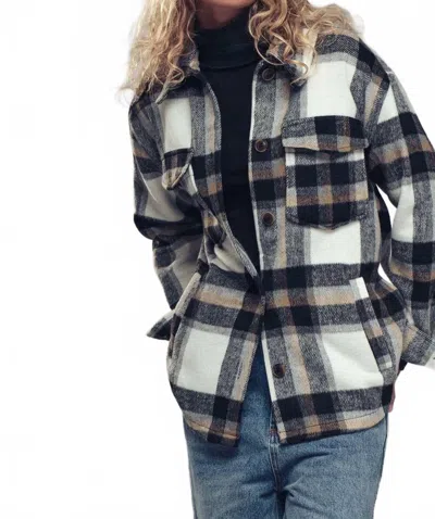 Trend:notes Relaxed Fit Plaid Flannel Shacket In Black In Black
