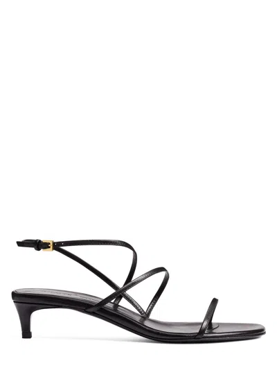 Khaite Black Goat Leather Sandals In Black