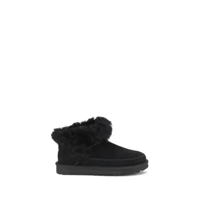 Ugg Leather Ankle Women's Boots In Black