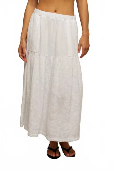 Perfectwhitetee Bella Double Gauze Midi Skirt In White In White