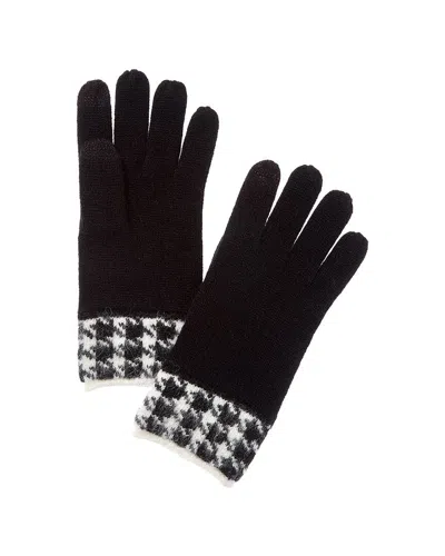 Bruno Magli Leopard Jacquard Cuff Cashmere Gloves In Black
