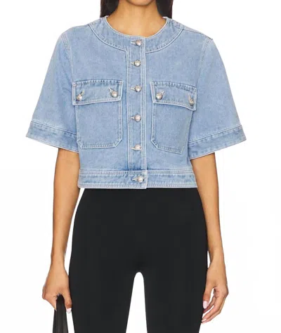 Veronica Beard Elias Short-sleeve Denim Jacket In Silverwood Blue