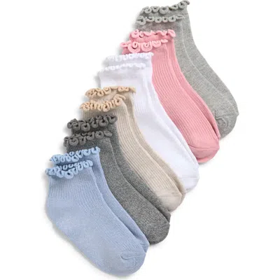 Capelli New York Kids' Metallic Lettuce Edge Assorted 6-pack Ankle Socks In Multi