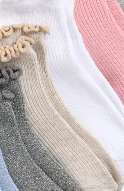 Capelli New York Kids' Metallic Lettuce Edge Assorted 6-pack Ankle Socks In Multi