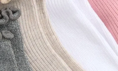 Capelli New York Kids' Metallic Lettuce Edge Assorted 6-pack Ankle Socks In Multi