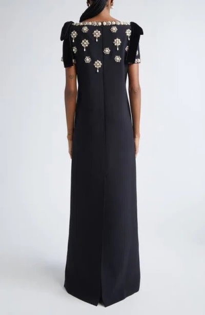 Carolina Herrera Embellished Bow Shoulder Column Gown In Multi