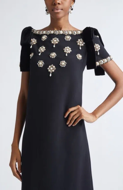 Carolina Herrera Embellished Bow Shoulder Column Gown In Multi